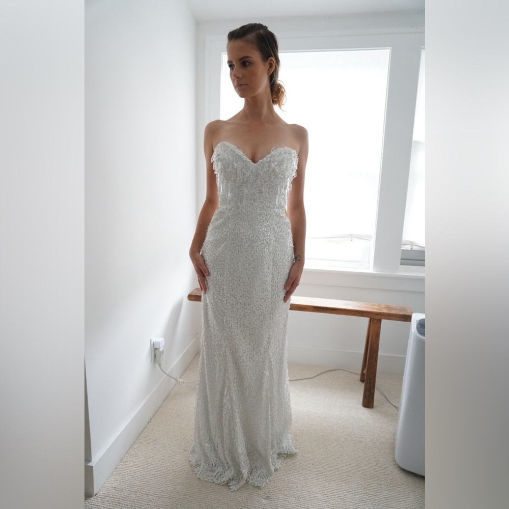 MNM couture white crystal beaded gown Prom dress wedding dress size 2